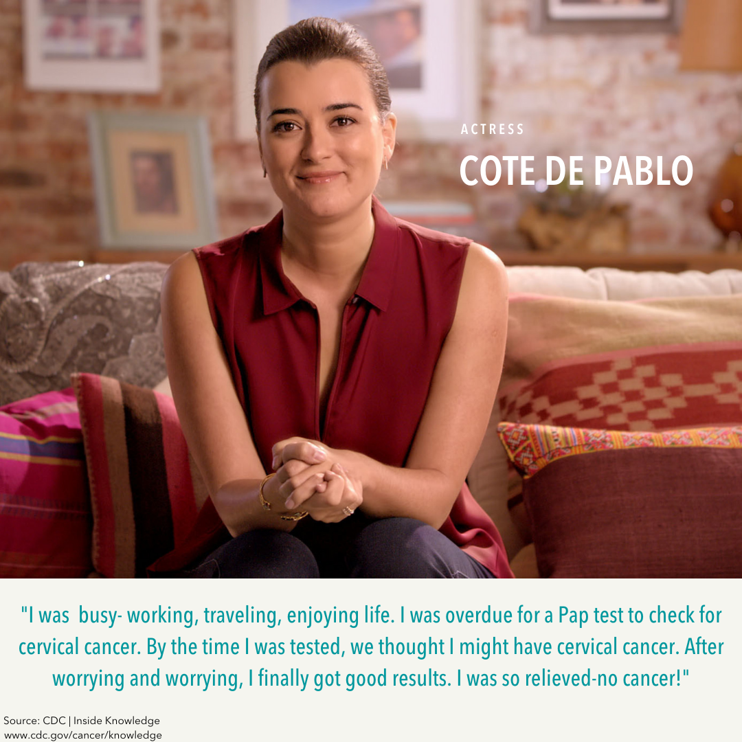 Image of actress Cote de Pablo with a quote 