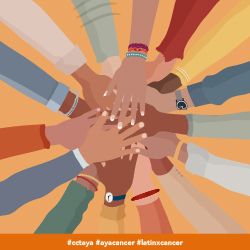 Illustration of a circle of hands representing the Latinx community