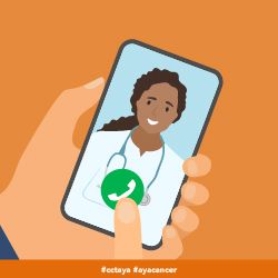 Illustration of a telehealth call on a phone