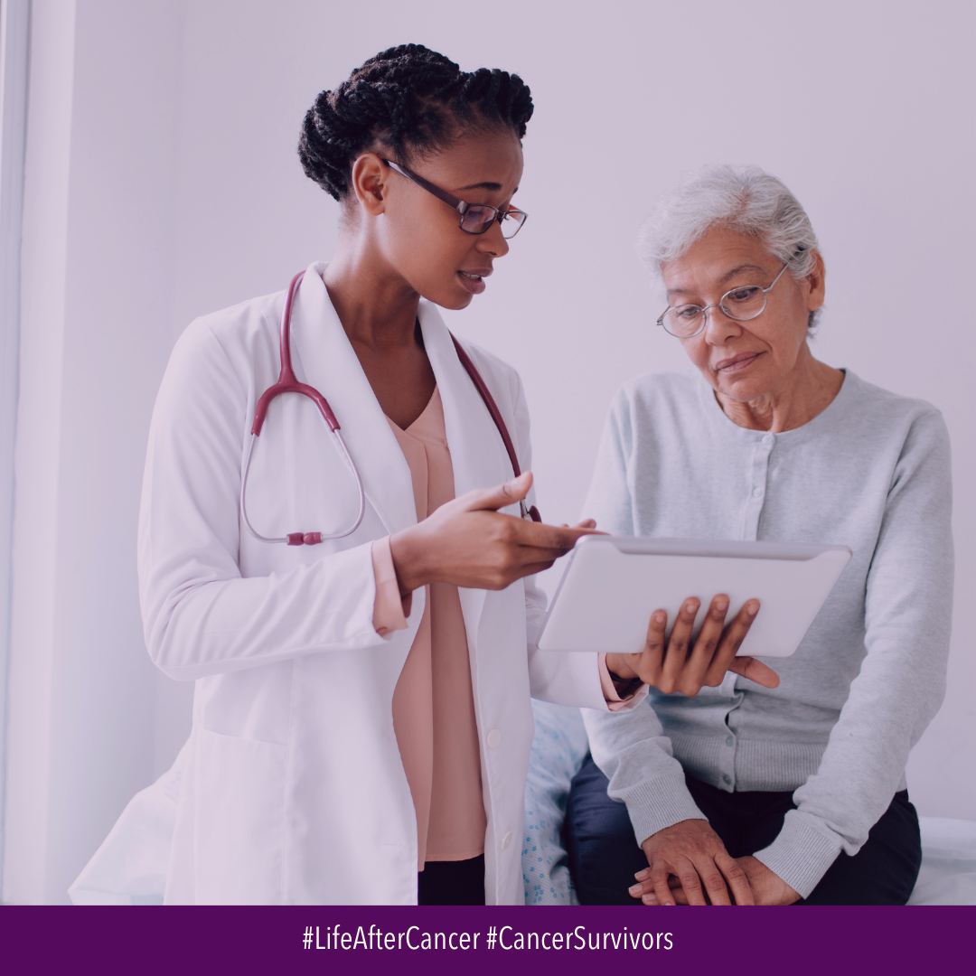 Image of provider sharing information with a patient on an ipad